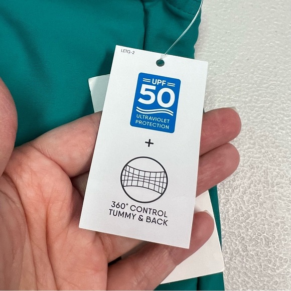 Lands' End Teal Women Swim One Piece - Picture 4 of 7